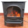 Gazco Stockton 5 Free Standing Electric Stove, Heavy Gauge Steel with Cast Iron Door. Verflame Effect with 3 Intensity Levels, Log Fuel Effect Bed. 1/2kw Output Convector. Matt Black. RRP £895