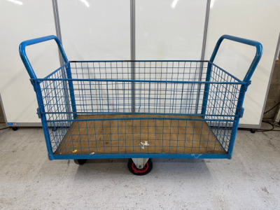 Mobile Mesh Sided Trolley with Removable Side. Size H52 x W120 x D60cm.