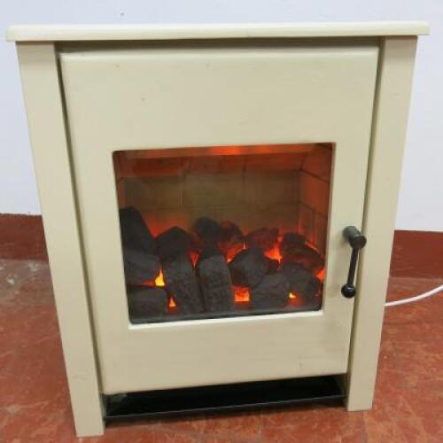 Flamerite Atom Stove Electric Coal Effect Stove, 2000w. In Cream Enamel Finish