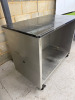 Mobile Stainless Steel Prep Table with Black Marble Top. Size H90 x W111 x D60cm. - 8