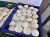 Approx. 945 Assorted Branded Quantity of Cameo China , Churchill & Jinqiangyi Restaurant White Crockery to Include: 720 x Dipping Bowls, Size 8cm, 65 x Bowls, Size 11.5cm, 26 x Small Jugs, 40 x Spoons, 17 x Dishes with Lids, 25 x Square Bowls, 23 x Bowls - 19