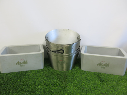 13 x Asahi Ice Bucket to Include: 11 x Metal Ice Buckets & 2 x Plastic.