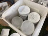 Approx. 945 Assorted Branded Quantity of Cameo China , Churchill & Jinqiangyi Restaurant White Crockery to Include: 720 x Dipping Bowls, Size 8cm, 65 x Bowls, Size 11.5cm, 26 x Small Jugs, 40 x Spoons, 17 x Dishes with Lids, 25 x Square Bowls, 23 x Bowls - 11