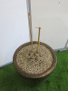 Glazed Planter with Remains of Bamboo Plant. Size of Planter H70cm. NOTE: planter top has been resin filled and has cracks to pot. - 2