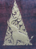 3 x Wood Board with Gold Painted Plaster Detail & Central Elephant. Sizes 1 x H100 x W76 & 2 x H80 x W25cm. - 2