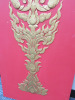 2 x Wood Board Painted Red with Gold Plaster Detail Size H121 x W46cm. - 3