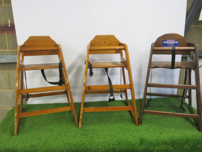3 x Wooden Children's High Chairs.