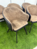 10 x Taupe Brown & Black Faux Leather Dining Chairs with Black Metal Legs. Size H77 x W55cm. - 2