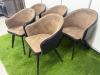 10 x Taupe Brown & Black Faux Leather Dining Chairs with Black Metal Legs. Size H77 x W55cm. - 3