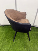 10 x Taupe Brown & Black Faux Leather Dining Chairs with Black Metal Legs. Size H77 x W55cm. - 7