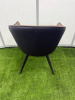 10 x Taupe Brown & Black Faux Leather Dining Chairs with Black Metal Legs. Size H77 x W55cm. - 8