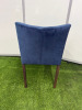 2 x Navy Blue Velvet Dining Chairs with Dark Brown Wooden Legs. Size H80 x W50cm. - 4