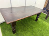 2 x Dark Brown Stained Low Wooden Coffee Tables with Stained Wooden Legs. Size H52 x W132 x D70cm. - 7