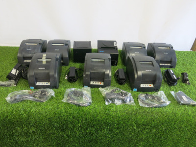 9 x Assorted Printers to Include: 4 x Epson TM-U2220B Printers with 4 Power Supplies, 1 x Aures Receipt Printer, ODP 444 with Power Supply & 1 x SNBC & 3 x Bixolon.