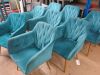 Large Lot of Furniture Consisting of: 8 x Green Velour Rub Chairs, 11 x Assorted Style Stalls, 21 x Assorted Chairs, 2 x Orange Fabric Benches with 4 Cushions, 2 Vintage Trunks, 2 x Bed Side Tables, Black 2 Drawer Unit & Coffee Table. - 5