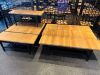 18 x SG Partneri Wooden Benches with Light Wood Top on Black Painted Base to Include: 12 x Size H44x W110 x D40cm & 6 x H44 x W150 x D40cm.