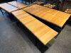 18 x SG Partneri Wooden Benches with Light Wood Top on Black Painted Base to Include: 12 x Size H44x W110 x D40cm & 6 x H44 x W150 x D40cm. - 2