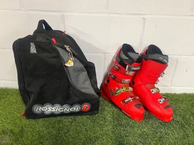 Salomon X-Wave 7.0 Flex 80 Sensifit Mens Ski Boots in Red, with Rossignol Carry Bag. Size 325mm.
