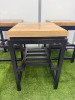 14 x SG Partneri Wooden Medium Stool with Light Wood Top on Black Painted Base. Size H60 x W40 x D40cm. - 4