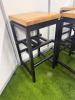 25 x SG Partneri Wooden High Stool with Light Wood Top on Black Painted Base. Size H80 x W40 x D40cm. - 2