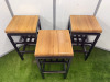 25 x SG Partneri Wooden High Stool with Light Wood Top on Black Painted Base. Size H80 x W40 x D40cm. - 5
