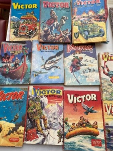 12 Editions of &ldquo;The Victor&rdquo; Book For Boys, Years 1967, 69, 71, 72, 73, 75, 80, 82, 83 & 1993. Conditions varies from poor to Good. As Viewed.