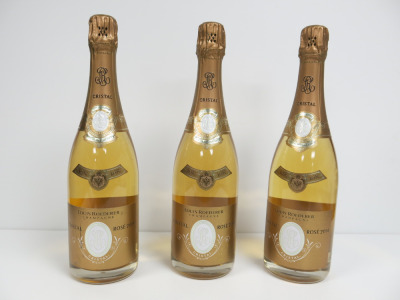3 x Bottles of Louis Roederer Cristal Rose Champagne, 2014, 750ml..