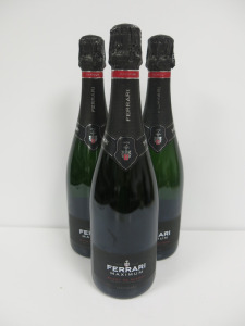 3 x Bottles of Ferrari Maximum Blanc de Blancs Sparkling Wine, 750ml.