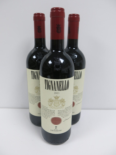3 x Bottles of Tignanello Toscana Antinori Red Wine, 2021, 750ml.