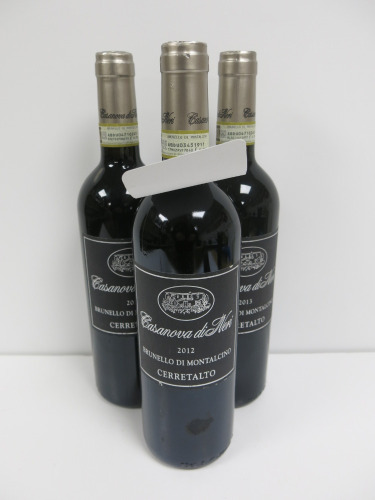 3 x Bottles of Casanova di Neri Cerretalto Brunello di Montacino 2012 & 2013, 750ml.