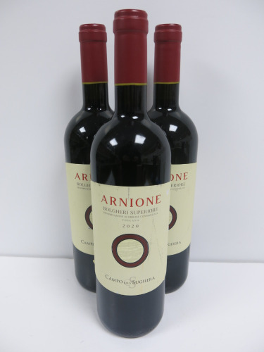 3 x Bottles of Campo Alla Sughera Arnione Bolgheri Superiore Toscana Red Wine, 2020, 750ml.