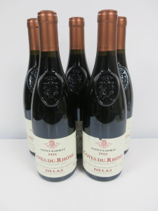 5 x Bottles of Saint Esprit Cotes Du Rhone Delas Red Wine, 2022, 750ml.