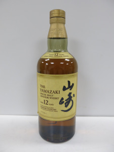 Bottle of The Yamazaki Single Malt Japanese Whisky, Aged 12 Years, 70cl. NOTE: bottle appears new but plastic seal removed.