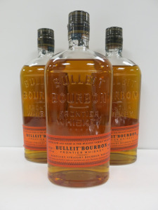 3 x Bottles of Bulleit Bourbon Frontier Whiskey, 70cl.