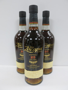 3 x Bottles of Ron Zacapa Centenario Sistema 23 Solera Gran Reserva Rum, 70cl.