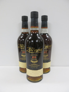 3 x Bottles of Ron Zacapa Centenario Sistema 23 Solera Gran Reserva Rum, 70cl.