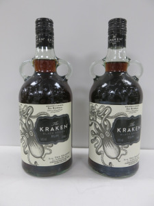 2 x Bottles of The Kraken Black Spiced Rum, 70cl.