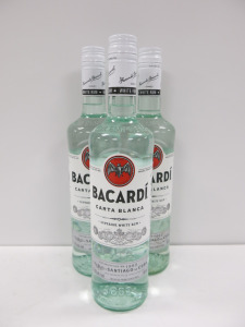 3 x Bottles of Bacardi Carta Blanca Superior White Rum, 700ml.
