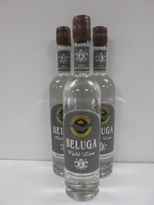 3 x Bottles of Beluga Gold Line Vodka Gastronomique, 700ml.
