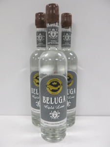 3 x Bottles of Beluga Gold Line Vodka Gastronomique, 700ml.