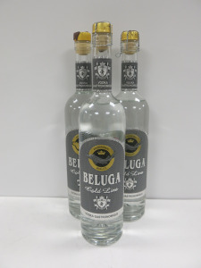 3 x Bottles of Beluga Gold Line Vodka Gastronomique, 700ml.