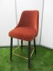 Set of 4 Modern Bar Stools Upholstered in Terracotta Velvet Fabric on Black Frame Wooden Legs with Gold Metal Foot Rest. Size H107cm. - 4