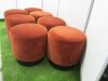 Set of 7 Modern Low Bar Stools Upholstered in Terracotta Velvet Fabric on Wooden Circular Base. Size H40 x Dia 40cm. - 2