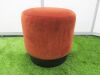Set of 7 Modern Low Bar Stools Upholstered in Terracotta Velvet Fabric on Wooden Circular Base. Size H40 x Dia 40cm. - 3