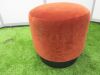 Set of 7 Modern Low Bar Stools Upholstered in Terracotta Velvet Fabric on Wooden Circular Base. Size H40 x Dia 40cm. - 5