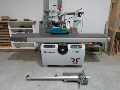 Robland Ti120 Spindle Moulder Serial Number 26KL30708, DOM 2023. NOTE: Excludes Lot 12A Wegoma Variomatic Power Feed. Comes with Manual. Please Note: Final Bid Will Be Subject To Finance Company Approval.
