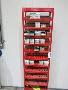 2 x Demountable Accessory Storage Racks with Contents of at Least 40 Assorted Boxes of Screws & Fixings (As Viewed).