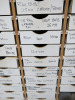 66 x Drawer Custom Made Accessory Parts Drawer Unit with Contents. Size 8' x 3'6". NOTE: missing 6 x draws (As Viewed). - 4