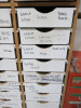 66 x Drawer Custom Made Accessory Parts Drawer Unit with Contents. Size 8' x 3'6". NOTE: missing 6 x draws (As Viewed). - 5