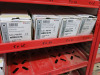 3 x Red Multi Shelf Storage Accessory Parts Racks, 1 with 10 Drawers, with at Least 50 x Boxes of Assorted Screws and Other Contents (As Viewed). - 4
